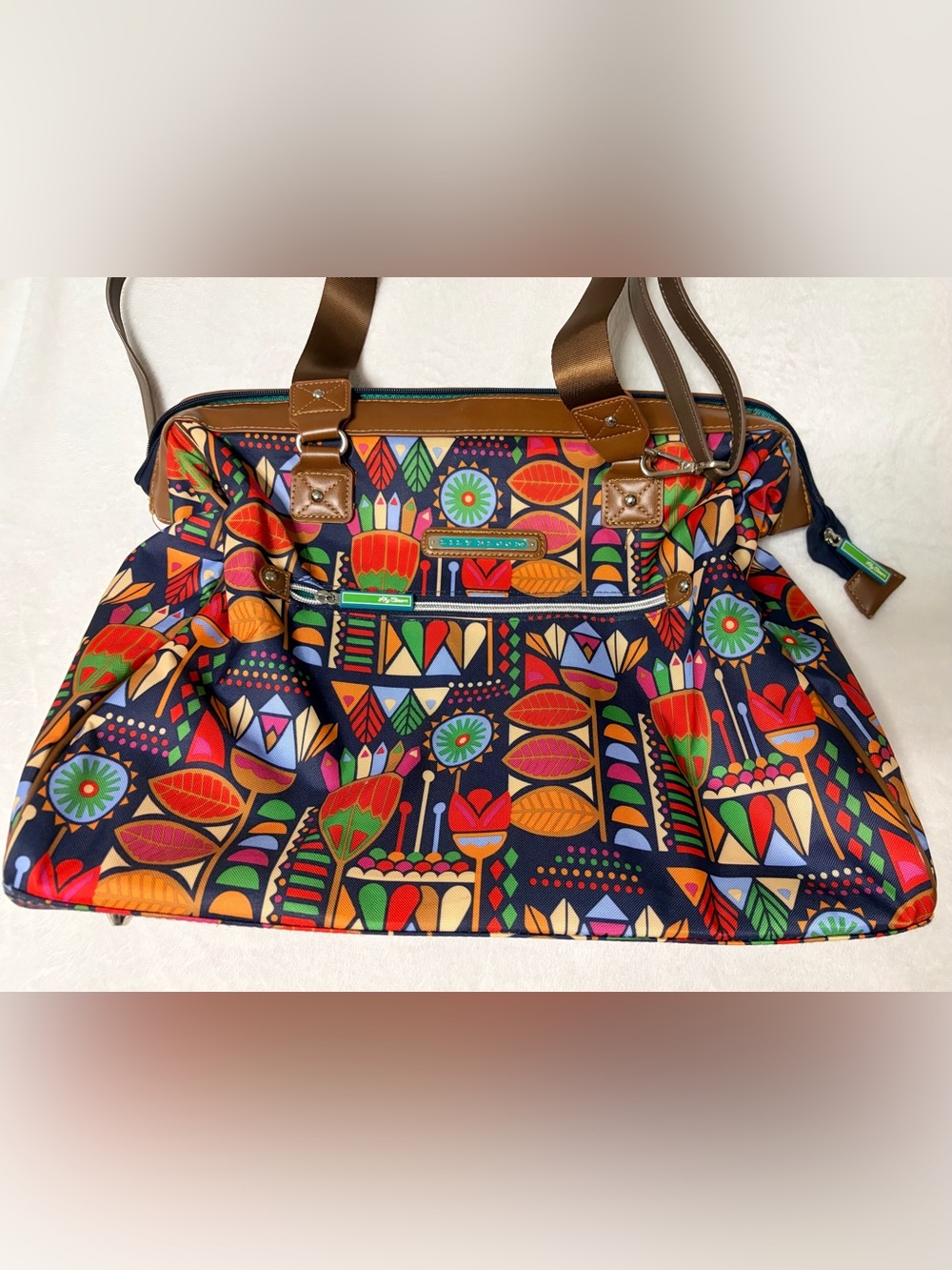 Lily Bloom Multicolor Floral-Pattern Travel Bag with Brown Straps - Picture 2 of 6